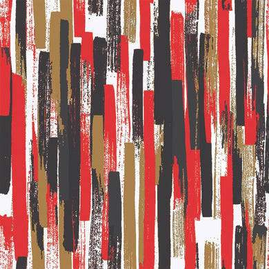 Modernism Cotton Curtain Fabric in Black Red with Geometric Design and Textured Finish 