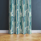 High-quality modernism cotton curtain fabric with textured pattern in spruce color