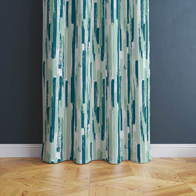 High-quality modernism cotton curtain fabric with textured pattern in spruce color