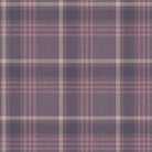 Morar Plaid Linen Curtain Fabric in Grape color draped over window