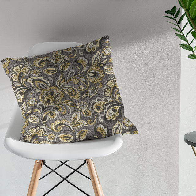 High-quality Mosaic Cotton Curtain Fabric in Grey with Stylish Design