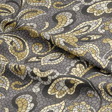 Elegant and Modern Mosaic Cotton Curtain Fabric in Grey