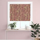 Beautiful and durable red cotton curtain fabric featuring intricate mosaic design