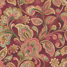 Mosaic cotton curtain fabric in red with intricate geometric patterns
