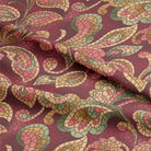Luxurious red cotton curtain fabric with mosaic design