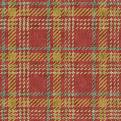 Ness Plaid Linen Curtain Fabric in Cherry 