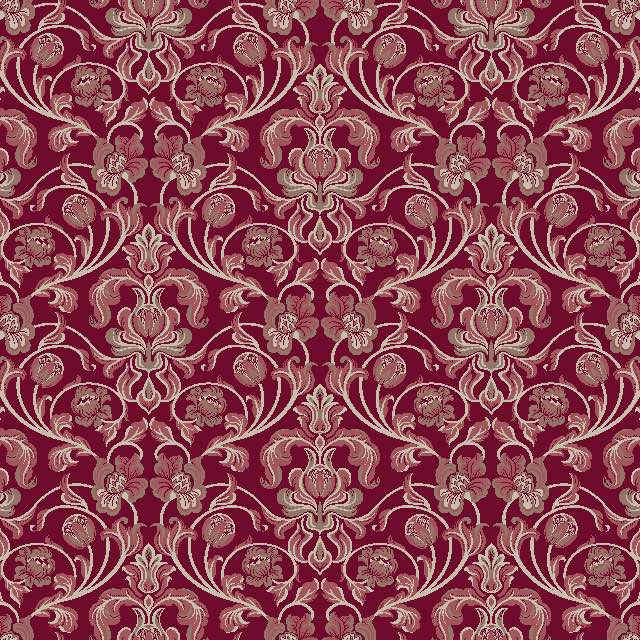 Nouveau Cotton Curtain Fabric - Claret swatch draped over a window to show its rich texture and deep red color