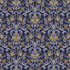 Nouveau Cotton Curtain Fabric - Navy Blue