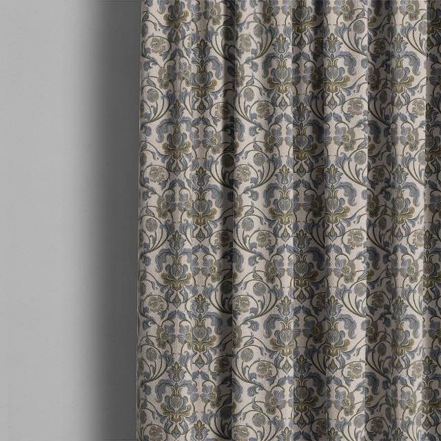  Beautiful drape of Nouveau Cotton Curtain Fabric - Stone, creating a timeless and stylish look 