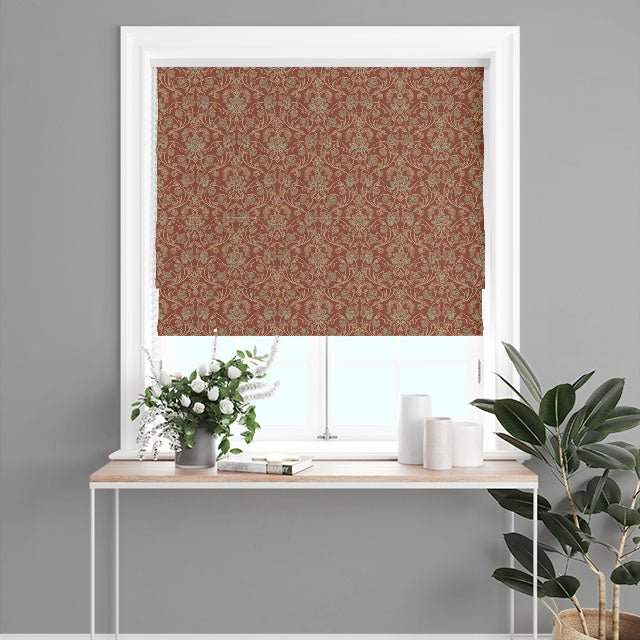 Terracotta cotton fabric with intricate floral pattern for stunning curtains