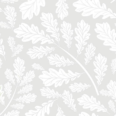 Oak Leaf Cotton Curtain Fabric in Dove Grey, perfect for elegant draperies