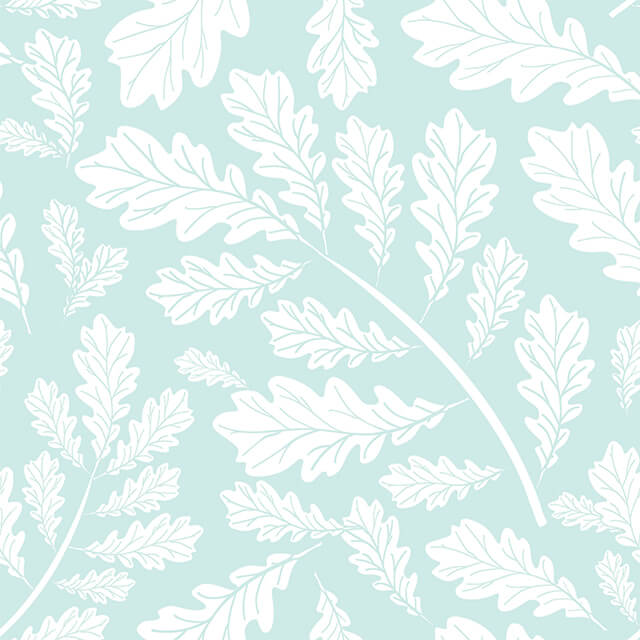 Oak Leaf Cotton Curtain Fabric in Duck Egg Blue - Close up texture and pattern details