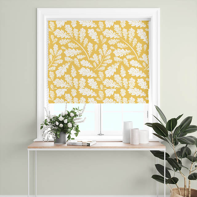 Elegant Oak Leaf Cotton Curtain Fabric in sand, perfect for any room