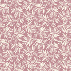Oxford Leaf Pink fabric flat lay showing vintage floral leaf pattern on a linen blend base