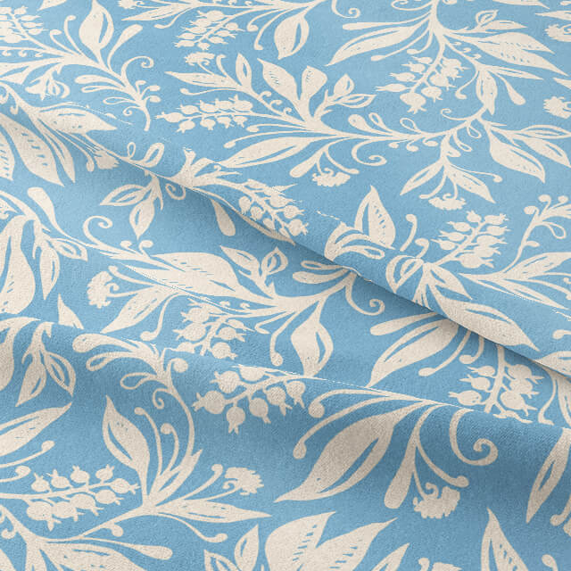 Close-up of Oxford Cotton Curtain Fabric in Wedgewood Blue