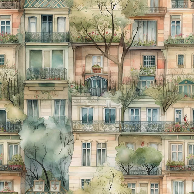 Parisienne Walkways Cotton Curtain Fabric - Spring, a beautiful floral pattern in soft pastel colors, perfect for adding a touch of elegance to any room