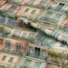 This high-quality cotton curtain fabric features a lovely spring-inspired design, with delicate flowers and leaves in shades of green, pink, and yellow