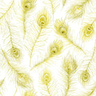 Peacock feather cotton curtain fabric in elegant gold color