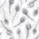 Peacock Feather Cotton Curtain Fabric in Grey for Elegant Home Decor