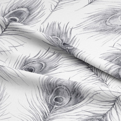 High-quality Grey Peacock Feather Cotton Curtain Fabric for Window Treatment