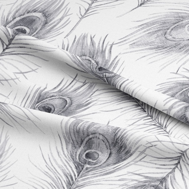 High-quality Grey Peacock Feather Cotton Curtain Fabric for Window Treatment