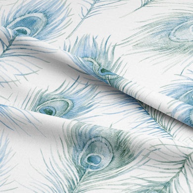 Elegant and luxurious peacock feather patterned cotton curtain fabric