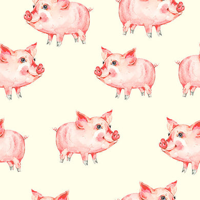 Porky Pig Cotton Fabric in Pink, perfect for kids' clothing and accessories