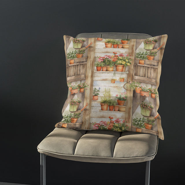 Terracotta cotton curtain fabric to add a cozy touch to your potting shed