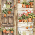 Potting Shed Cotton Curtain Fabric - Terracotta for a warm and rustic decor