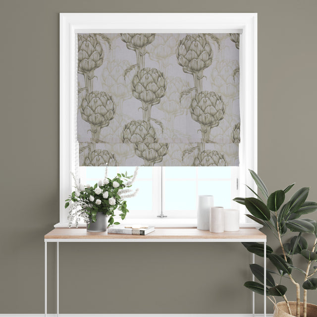 Protea Linen Curtain Fabric - Cypress in a room setting, adding a touch of elegance and natural beauty to the space