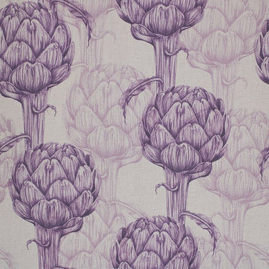 Protea Linen Curtain Fabric in Purple with Elegant Floral Design and Textured Finish