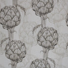 Protea Linen Curtain Fabric in sepia color draped on window
