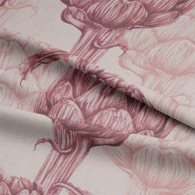 Elegant wine-colored Protea Linen Curtain Fabric hanging in a well-lit room