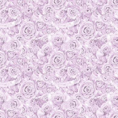 Close-up of Roses Bouquet Cotton Curtain Fabric in Amethyst color, perfect for elegant home decor