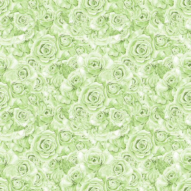 Roses Bouquet Cotton Curtain Fabric in Green with Floral Pattern and Textured Finish