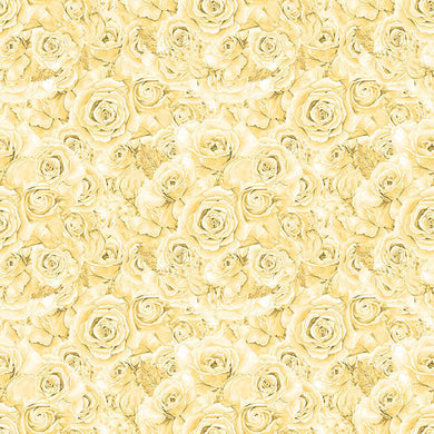 Roses Bouquet Cotton Curtain Fabric in Lemon color, perfect for brightening up any room with its cheerful and vibrant design