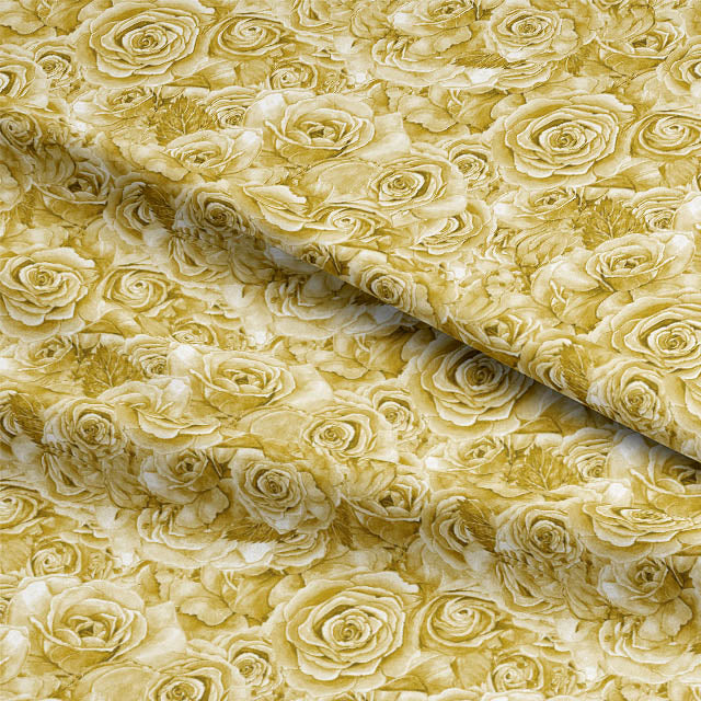 High-quality cotton curtain fabric featuring a stunning olive green background and a delightful rose bouquet pattern