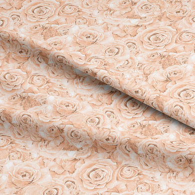 Beautiful and elegant rose gold curtain fabric with a roses bouquet pattern