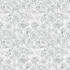 Roses Bouquet Cotton Curtain Fabric - Silver drapes elegantly in a cozy living room setting