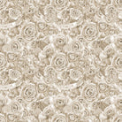 Roses Bouquet Cotton Curtain Fabric in Stone, perfect for elegant home decor