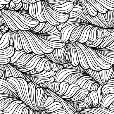 Scallop Cotton Curtain Fabric in Black and White