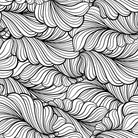 Scallop Cotton Curtain Fabric in Black and White