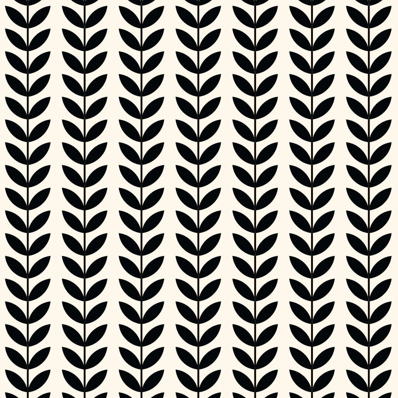 Scandi Stem Cotton Fabric Sample - Black