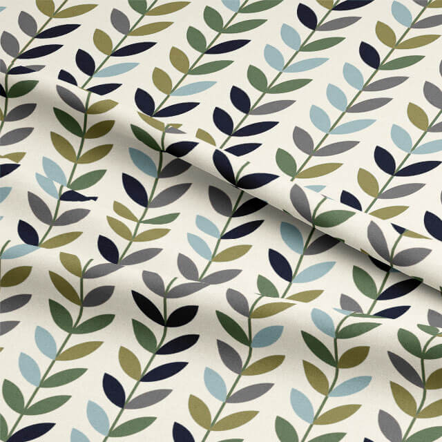 Close-up of the rich and textured Scandi Stem Cotton Curtain Fabric in Bracken