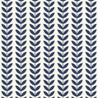 Flat lay of Scandi Stem Navy upholstery fabric on natural linen blend