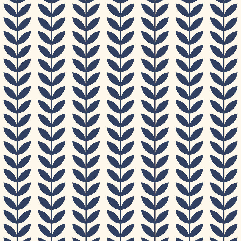 Scandi Stem Baumwollstoffmuster – Marineblau