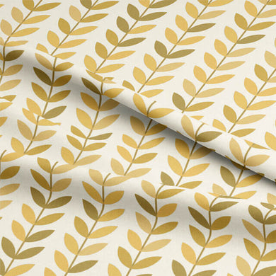 Close-up of the Scandi Stem Cotton Curtain Fabric in Ochre showcasing its high-quality texture and vibrant color