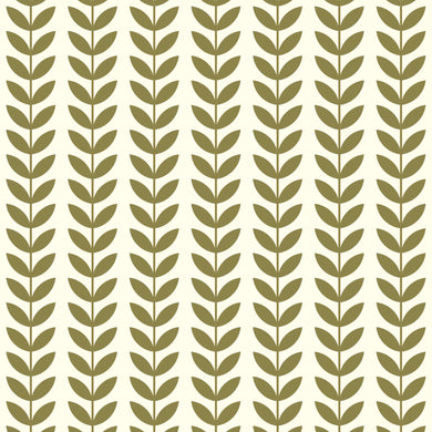 Close-up of Scandi Stem Cotton Curtain Fabric in Olive with Scandinavian-inspired print and natural texture