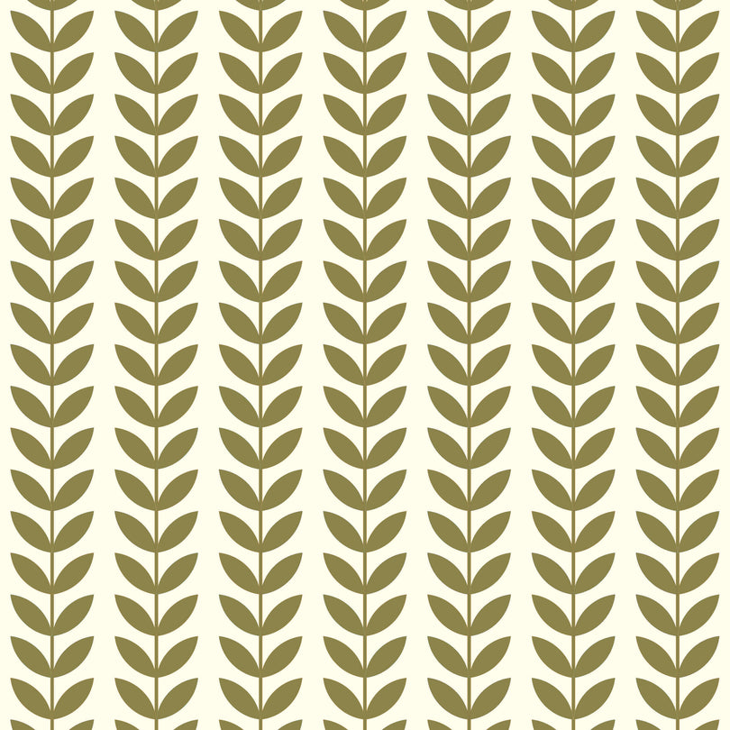 Scandi Stem Cotton Fabric Sample - Olive