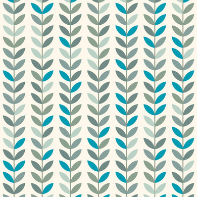 Scandi Stem Cotton Curtain Fabric in Turquoise Sage, a beautiful fabric for curtains and home decor